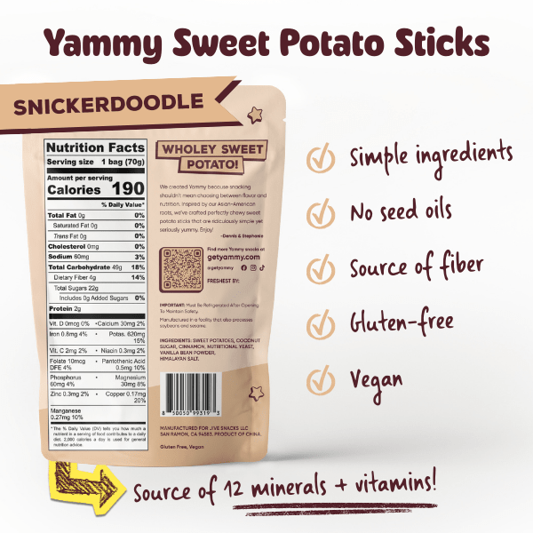 Snickerdoodle Dried Sweet Potato Sticks – Soft & Chewy Asian Snack - Yammy Snacks