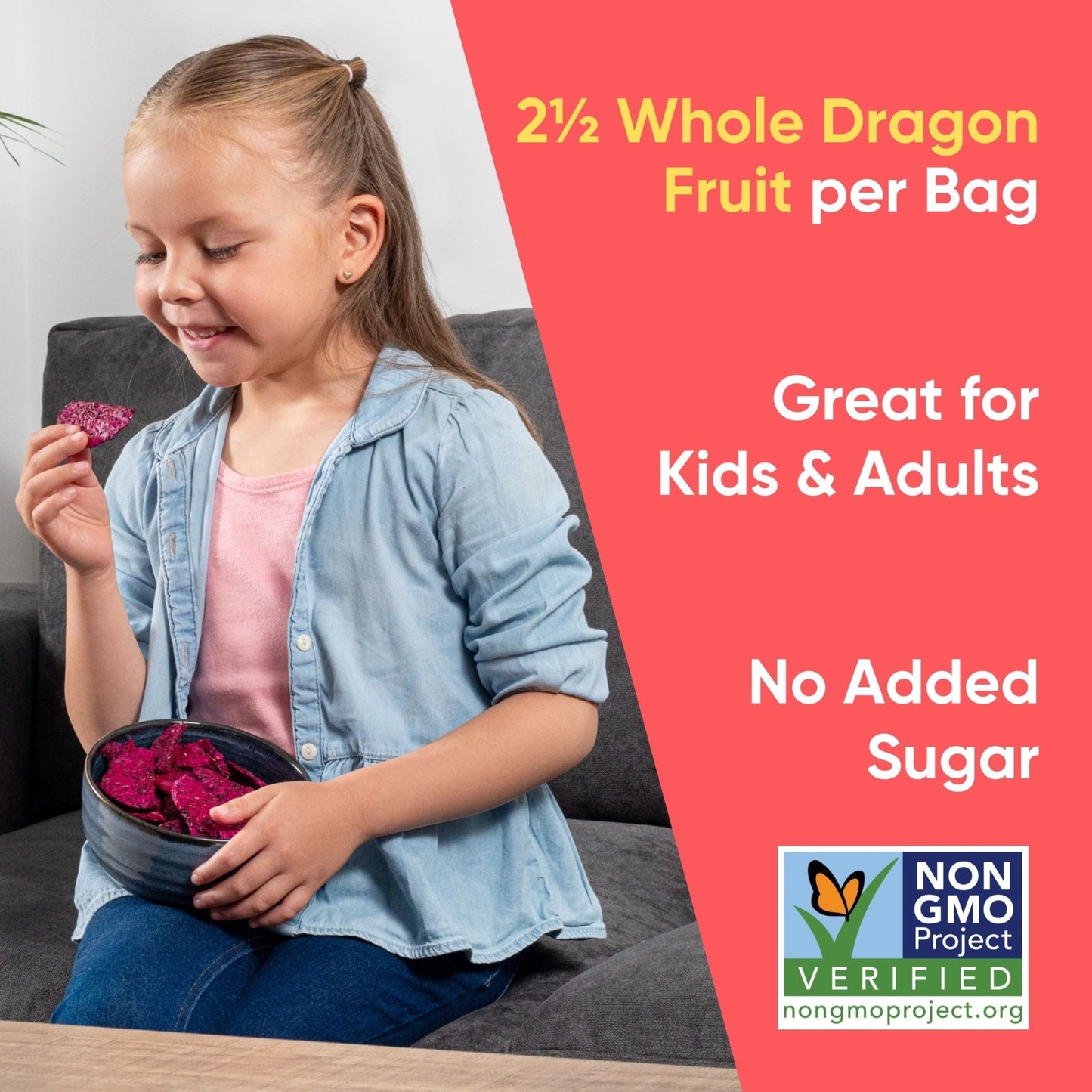 Yammy Dried Dragon Fruit Chips (1.23 oz Snack Size) - Yammy 1 Ingredient Superfood Snacks