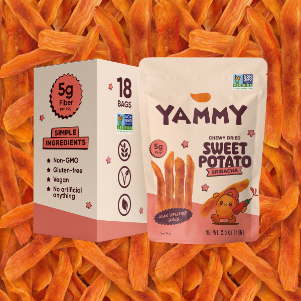Sriracha Chewy Dried Sweet Potato – Spicy Asian Snack (Pack of 18)