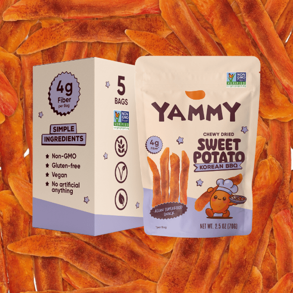 Korean BBQ Chewy Dried Sweet Potato – Savory Asian Snack (Pack of 5) - Yammy Snacks