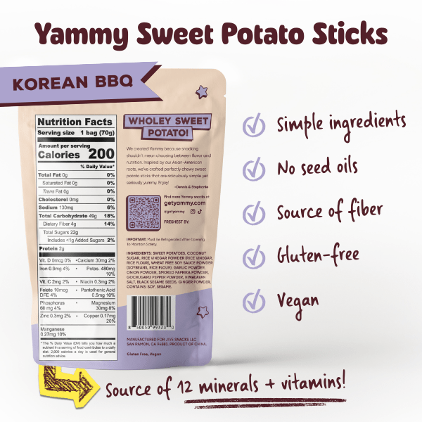 Korean BBQ Dried Sweet Potato Sticks – Soft & Chewy Asian Snack - Yammy Snacks