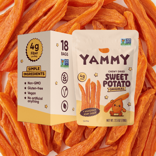 Original Chewy Dried Sweet Potato – Asian Snack (Pack of 18) - Yammy Snacks