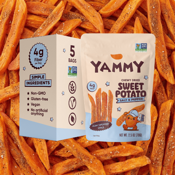 Salt & Pepper Chewy Dried Sweet Potato – Salty Asian Snack (Pack of 5) - Yammy Snacks