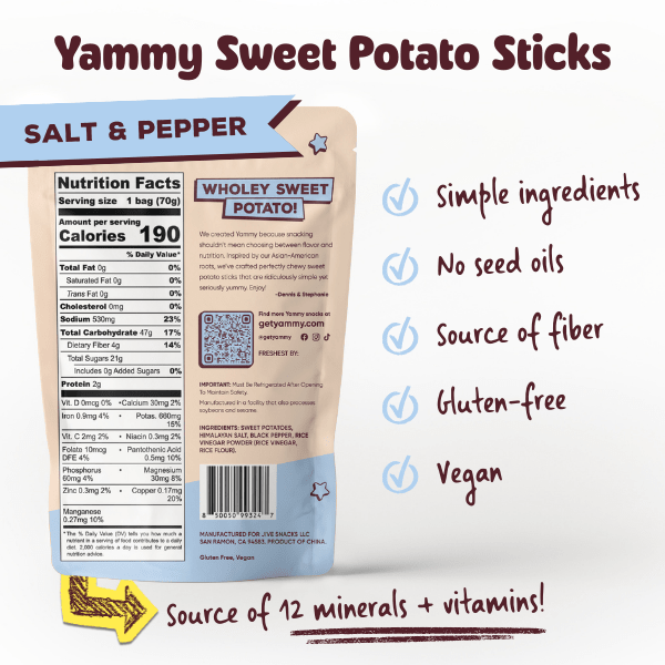 Salt & Pepper Dried Sweet Potato Sticks – Soft & Chewy Asian Snack - Yammy Snacks
