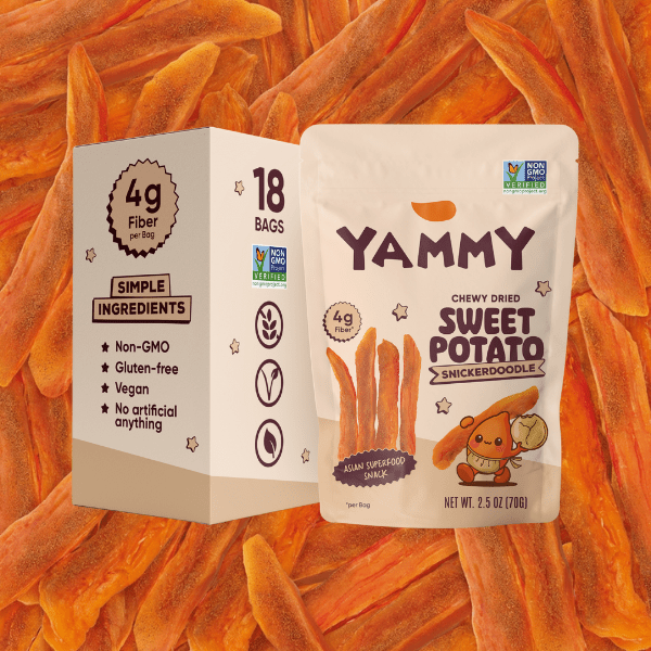 Snickerdoodle Chewy Dried Sweet Potato – Sweet Asian Snack (Pack of 18) - Yammy Snacks