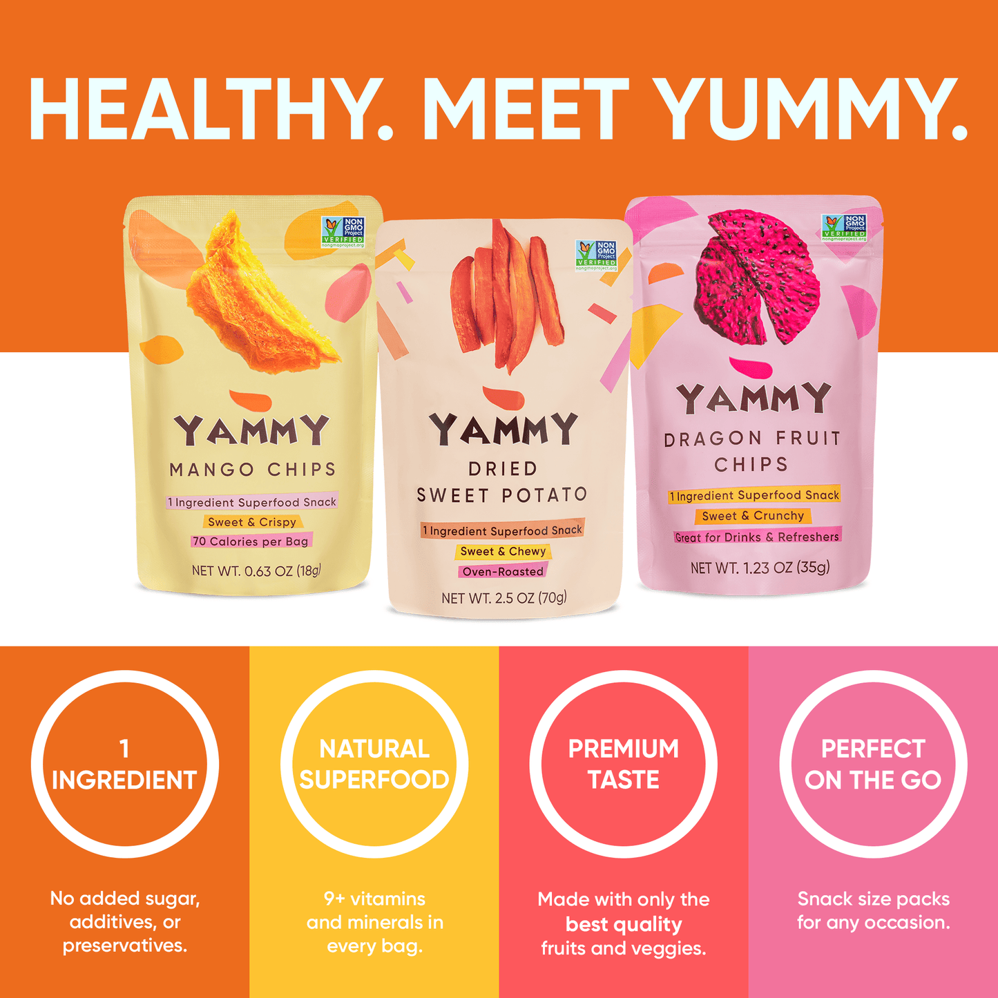 Yammy 1 Ingredient Superfood Snack Variety Pack - Yammy 1 Ingredient Superfood Snacks
