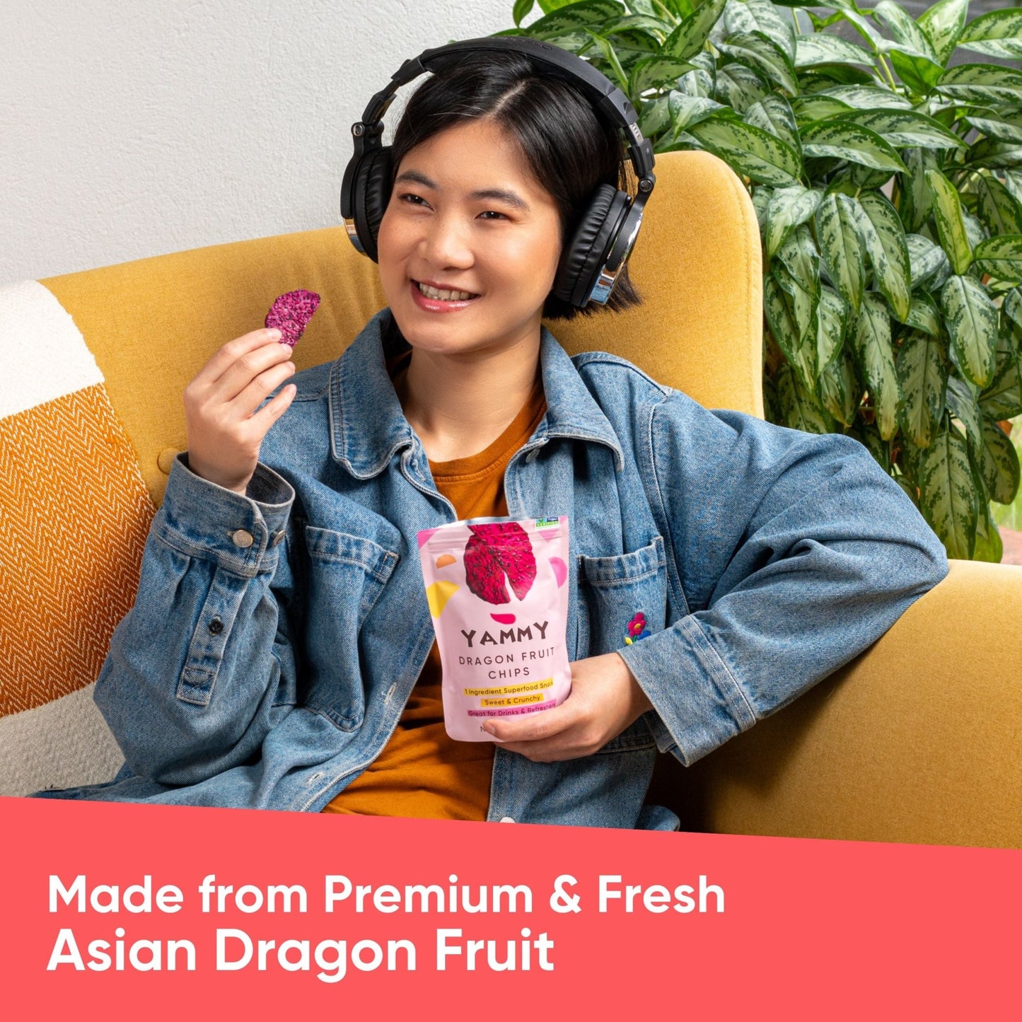 Yammy Dried Dragon Fruit Chips (5.6 oz Sharing Size) - Yammy 1 Ingredient Superfood Snacks