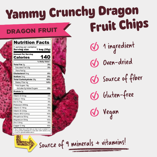 Yammy Dried Dragon Fruit Chips – Sweet & Crunchy Asian Snack - Yammy Snacks