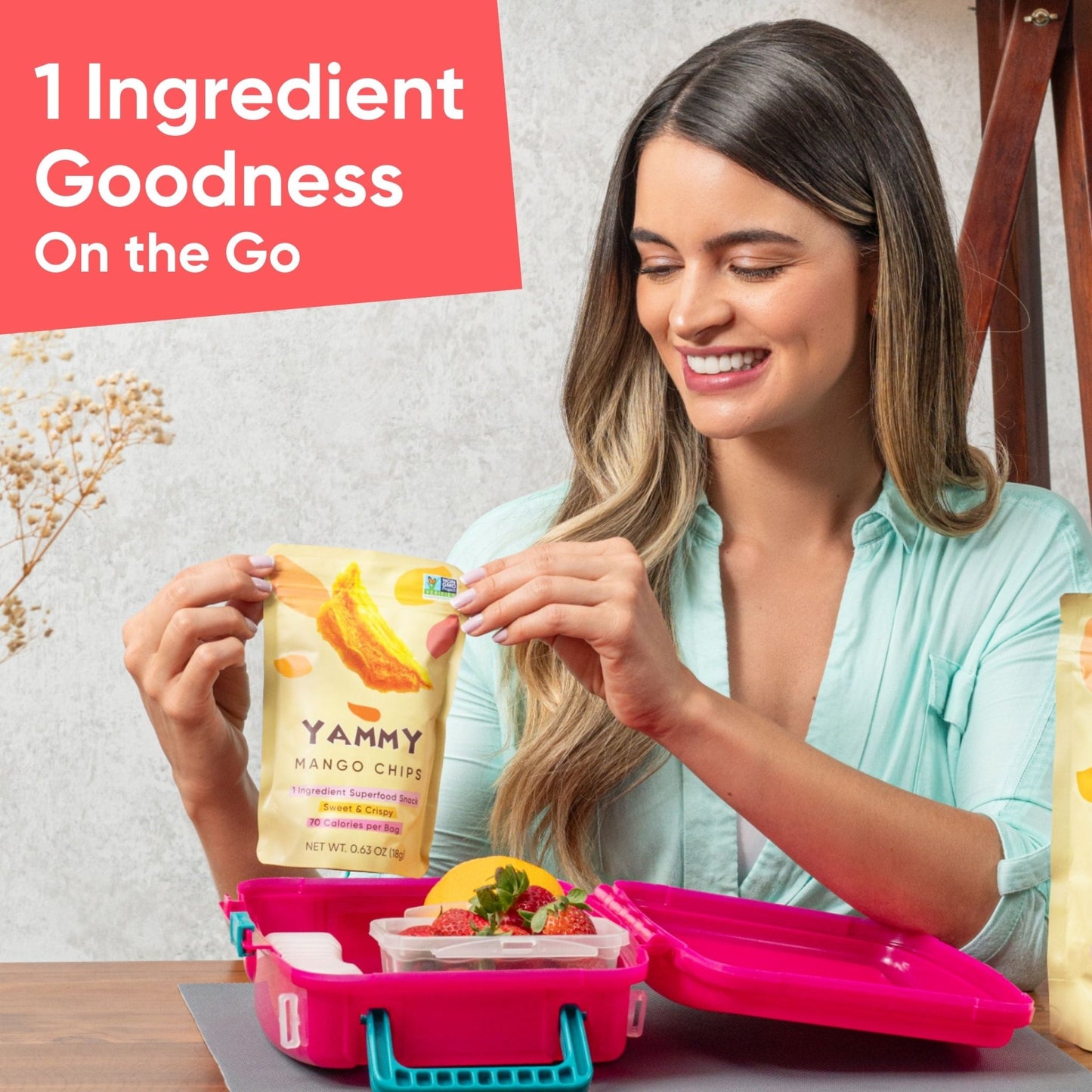 Yammy Dried Mango Chips (3.9 oz Sharing Size) - Yammy 1 Ingredient Superfood Snacks