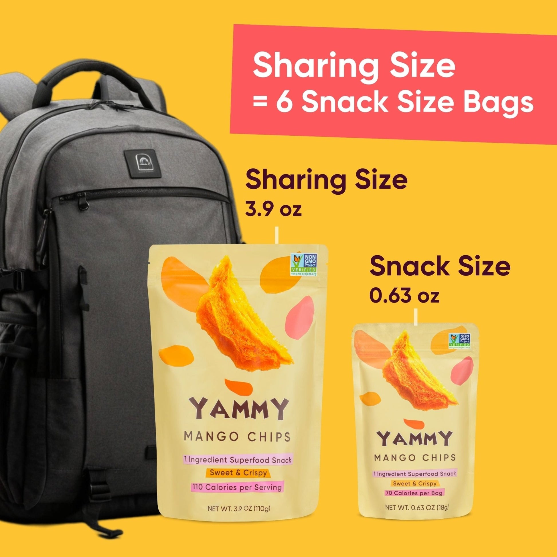 Yammy Dried Mango Chips Family Size 3.9 oz - Yammy 1 Ingredient Superfood Snacks