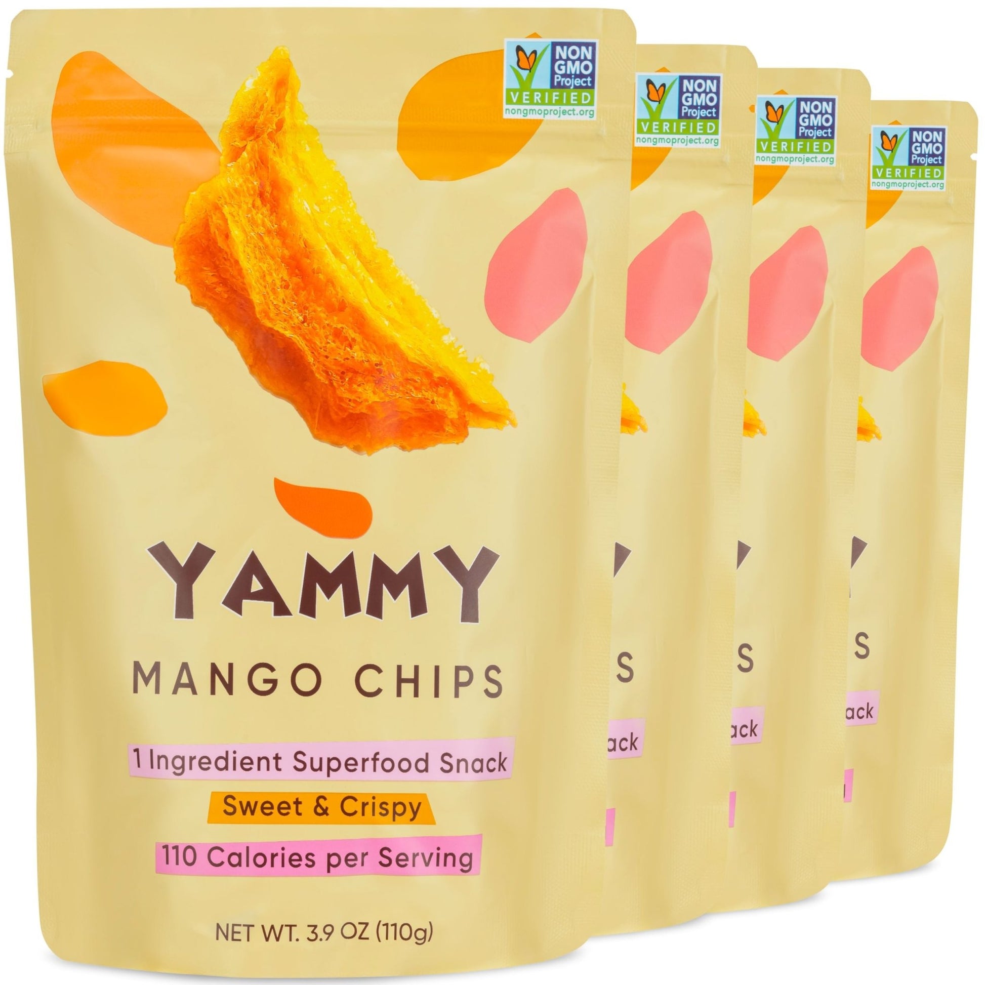 Yammy Dried Mango Chips Family Size 3.9 oz - Yammy 1 Ingredient Superfood Snacks