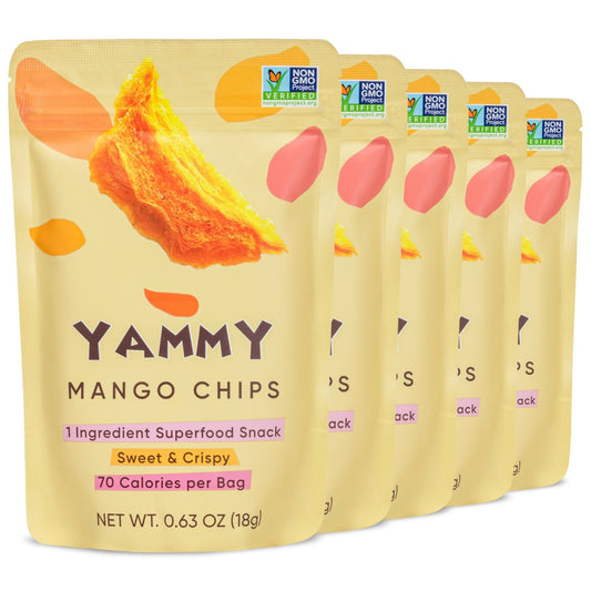 Yammy Dried Mango Chips Snack Size 0.63 oz - Yammy 1 Ingredient Superfood Snacks