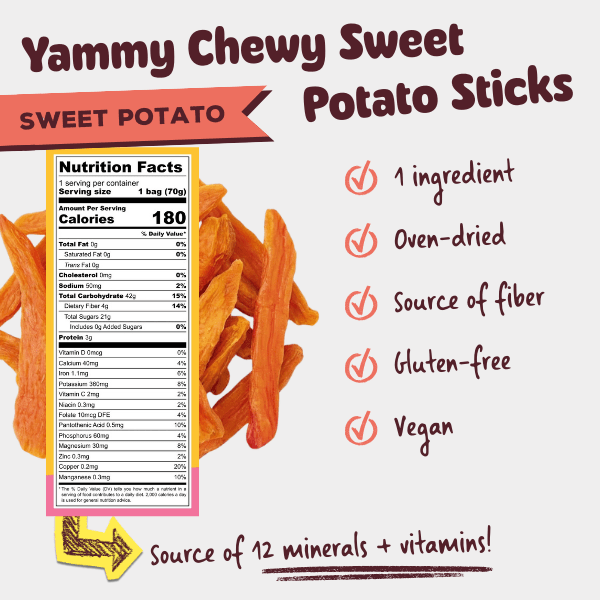 Yammy Dried Sweet Potato Sticks – Soft & Chewy Asian Snack - Yammy Snacks