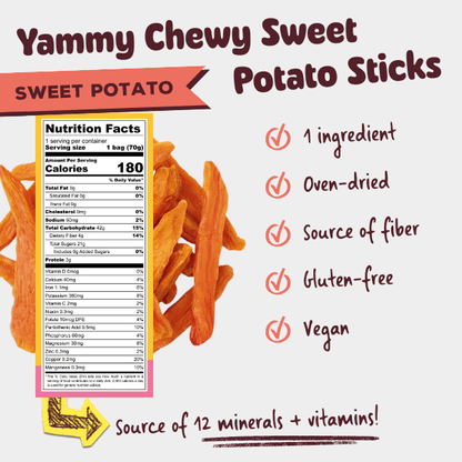 Yammy Dried Sweet Potato Sticks – Soft & Chewy Asian Snack - Yammy Snacks