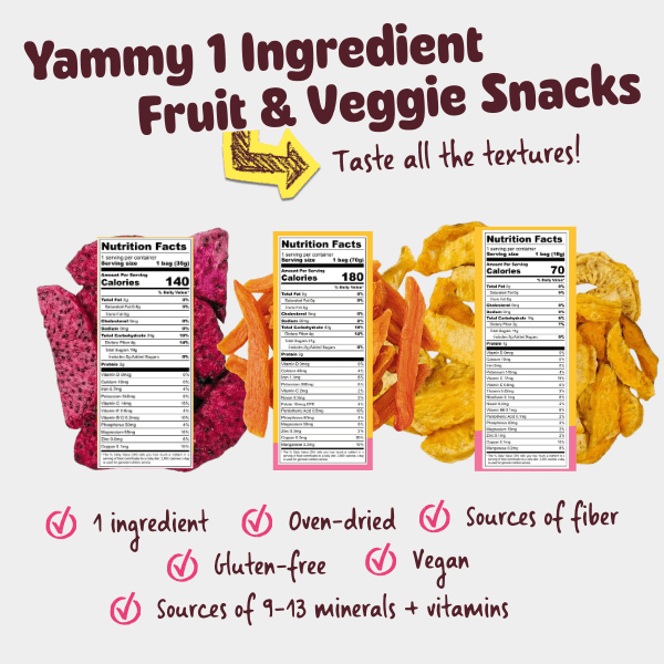 Yammy Single - Ingredient Dried Fruit Variety Pack – Texture Taste - Test - Yammy Snacks